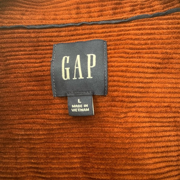 Gap Corduroy Suede Rust Orange 100% Cotton Button Down Size Large - Picture 2 of 5